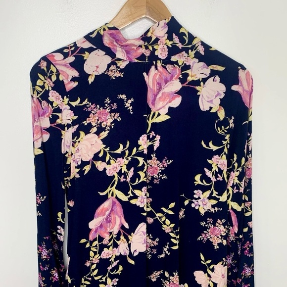 New Free People Tate Navy and Pink Floral Mini Dress - Picture 6 of 6